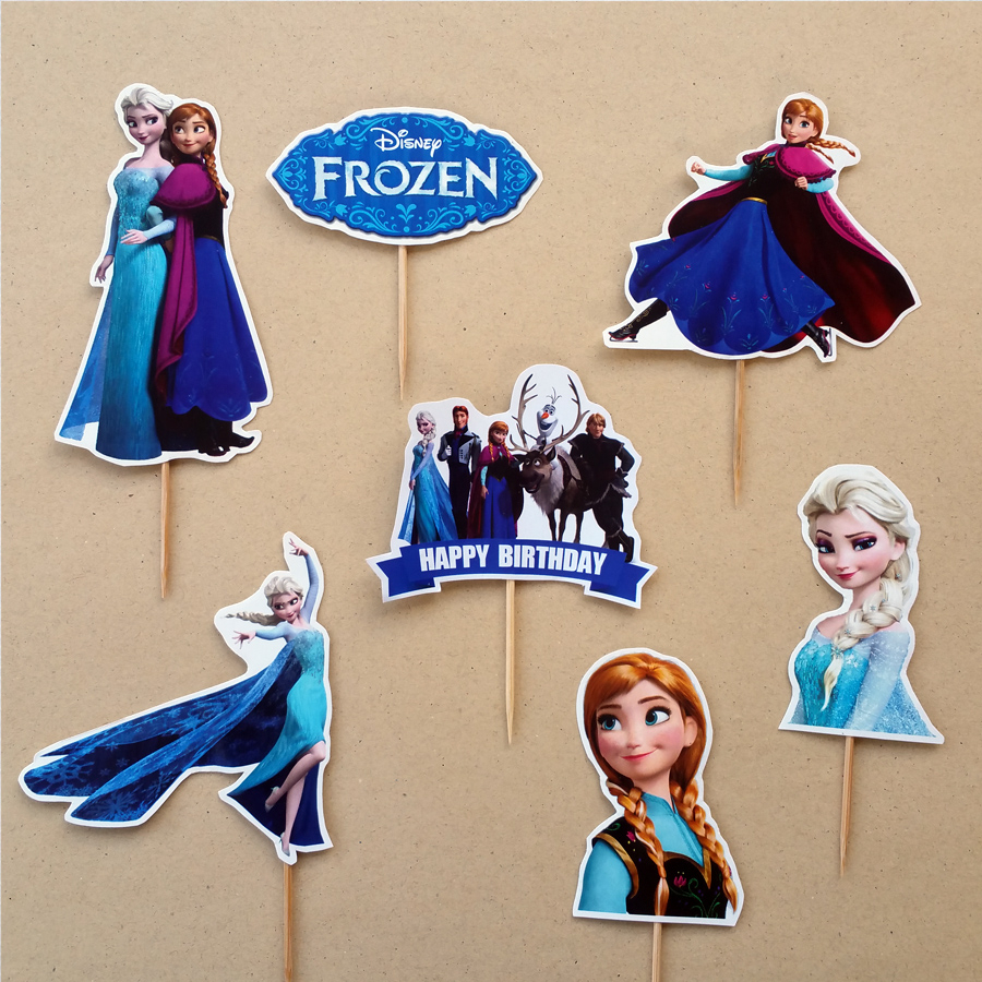 Toper Tusuk Karakter Frozen EA / Cake Topper hiasan kue ulang tahun ucapan happy birthday barakallah