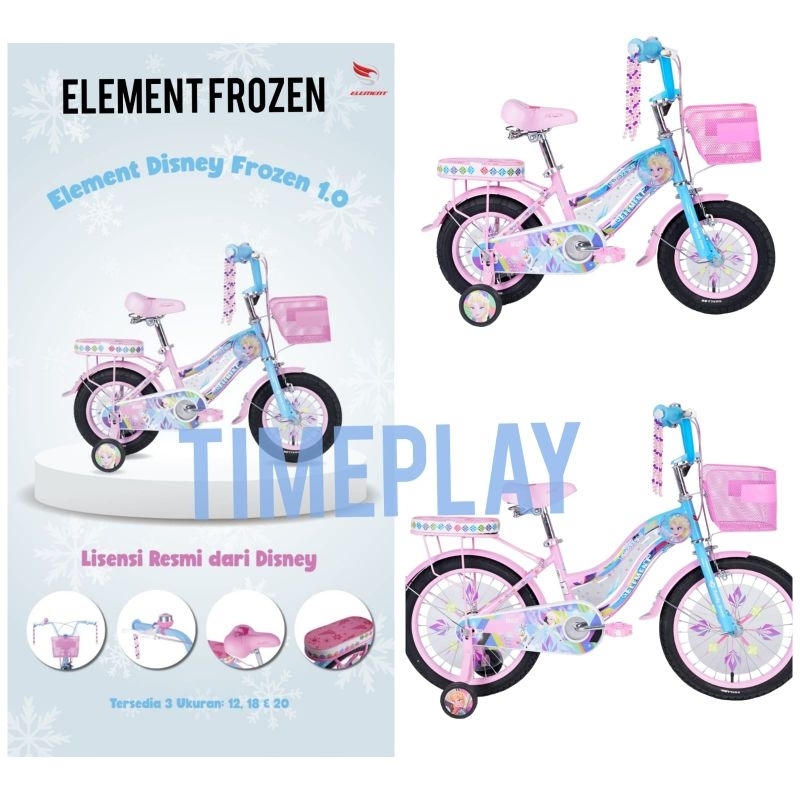Element Frozen 1.0 Sepeda Anak Perempuan Ukuran 12 dan 18 inch Keranjang Elsa