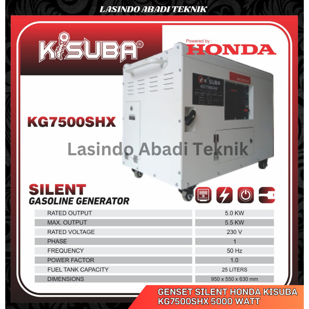 Genset Silent Honda KG7500SHX 5000 Watt Generator Kisuba KG 7500 SHX