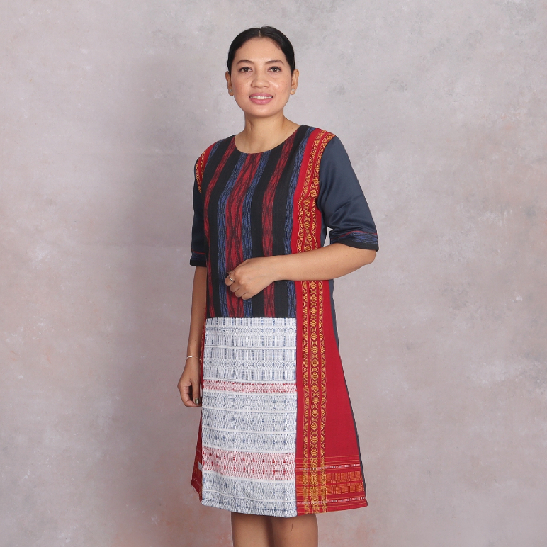 Dress Etnik Tenun Ulos RAGIHIDUP Asli Navy (Couple Dijual Terpisah)