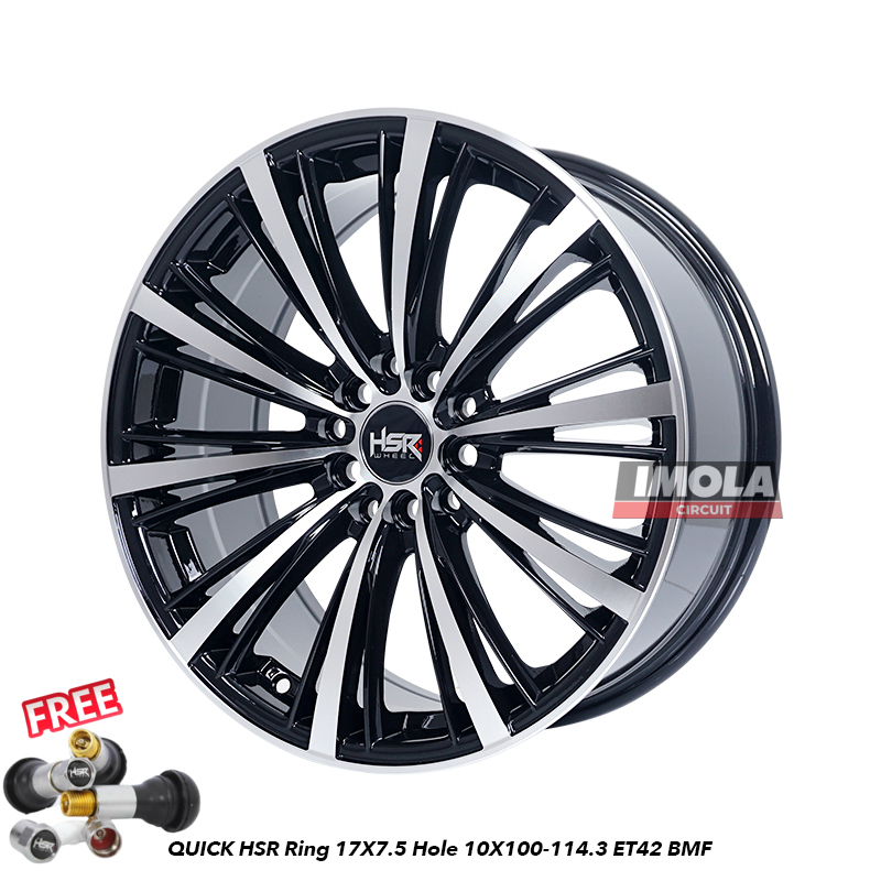 Velg Ring 17 Mobil HRV Xpander Sienta Velg Mobil HSR QUICK R17 Lebar 7,5 Lobang 5 Black Polish