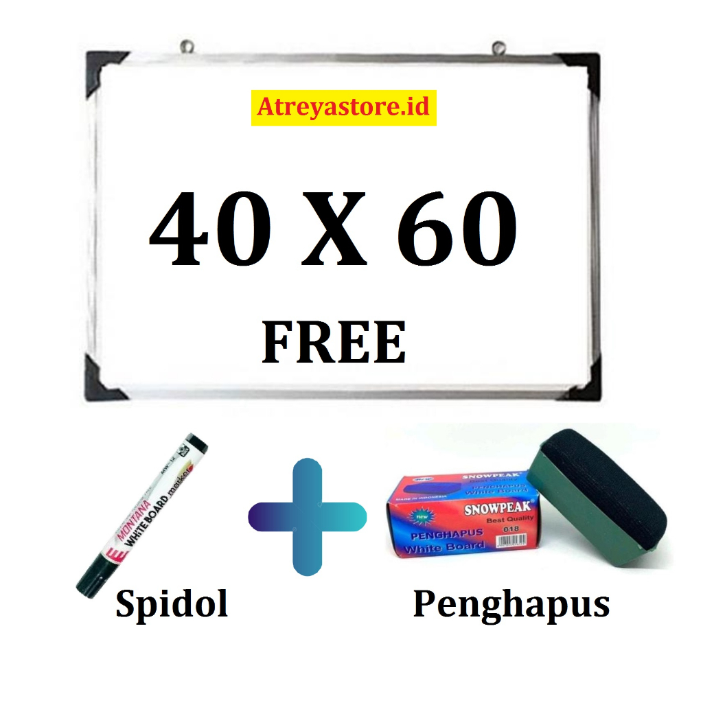 

Papan Tulis Spidol dan Kapur Whiteboard / Blackboard Ukuran 40X60 (FREE SPIDOL DAN PENGHAPUS)