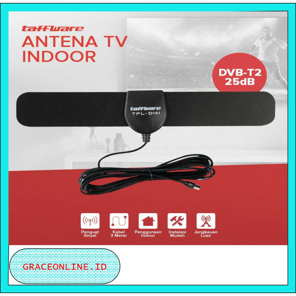 Taffware Antena TV Digital Indoor DVB-T2 25db Antena Tv Digital Antena Tv Digital Indoor Antena Digital - TFL-D141