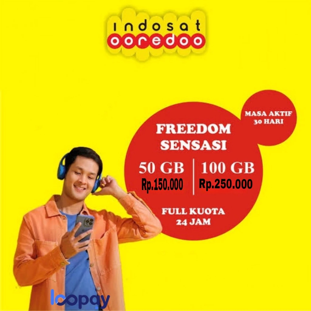 Paket Data Indosat IM3 Freedom Internet Sensasi 50GB / 100GB 30 Hari