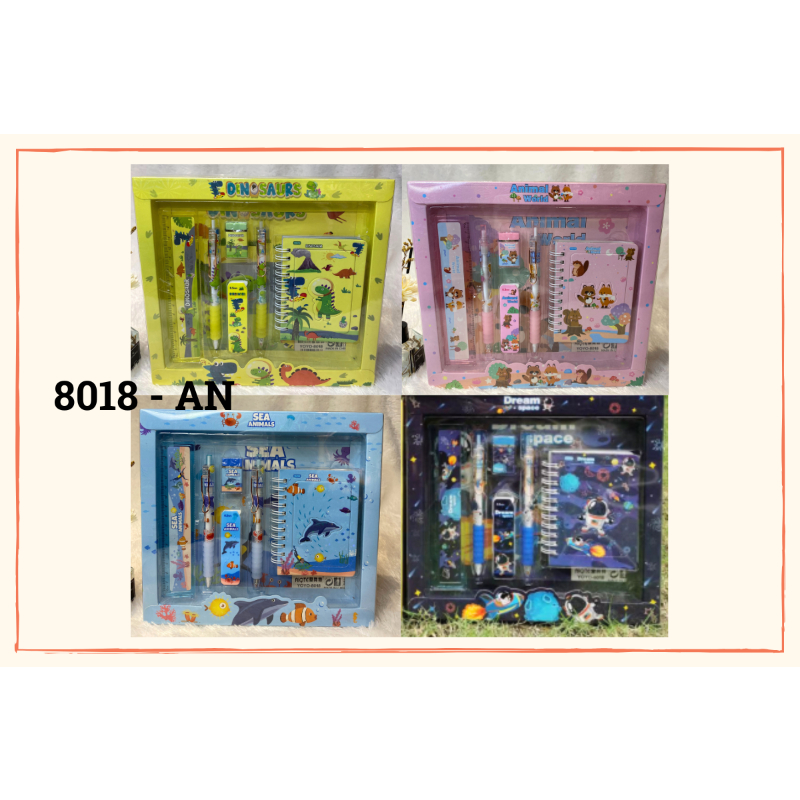 

STUDY SET PERLENGKAPAN ALAT TULIS SEKOLAH MURAH SOUVENIR ATK SALE MOTIF ANIMAL 8018