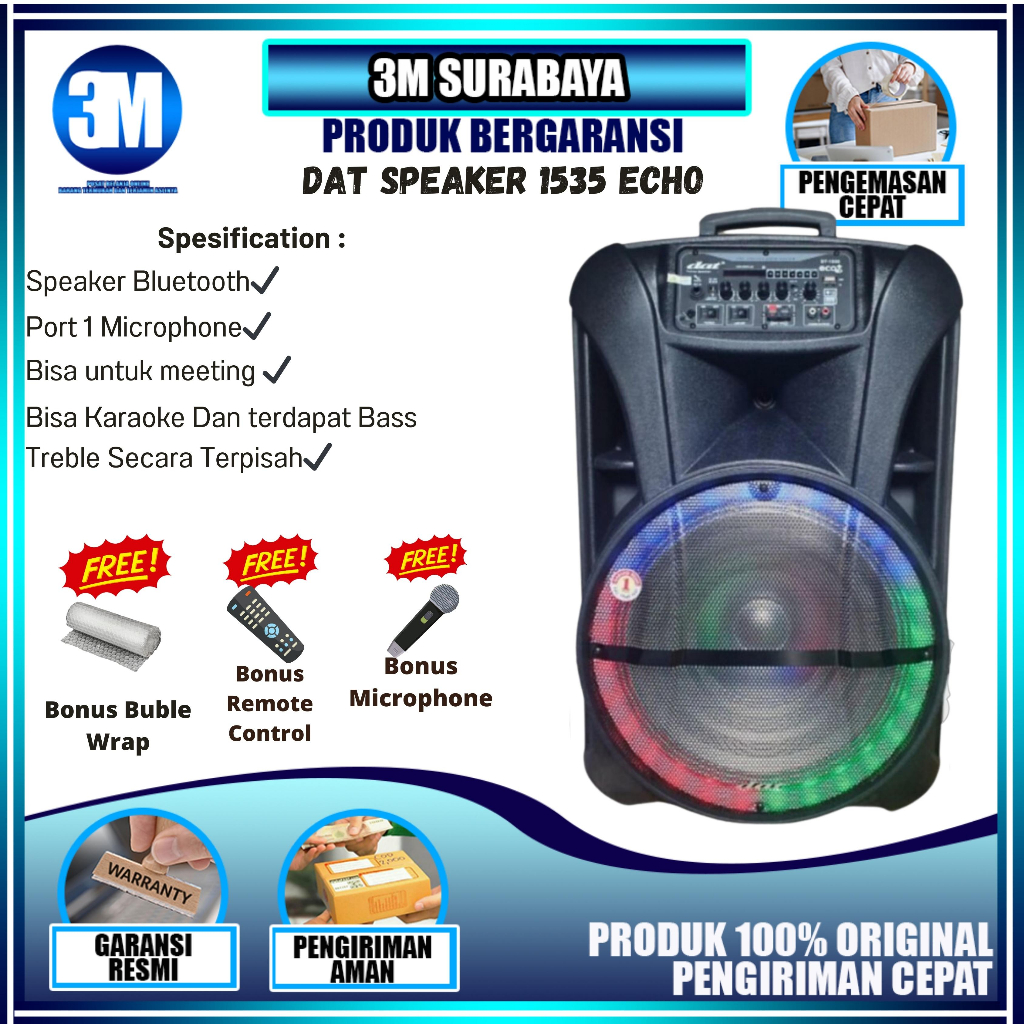 SPEAKER BLUETOOTH BASS | SPEAKER TROLLEY DAT DT 1535 | SPEAKER KARAOKE MEETING DAT 1535 | SPEAKER DA