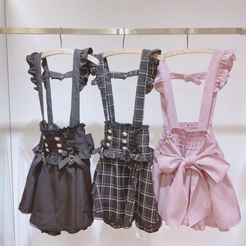 honeyL | Japanese Lolita jirai kei ryousangata Skirt with Ribbon and Bow Suspender Soft Girl Cute Sk