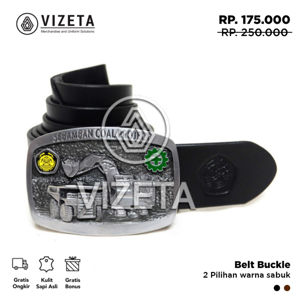 Sabuk Tambang Sebamban Gesper Casual Pria tambang Belt Buckle Coal Project by Vizeta