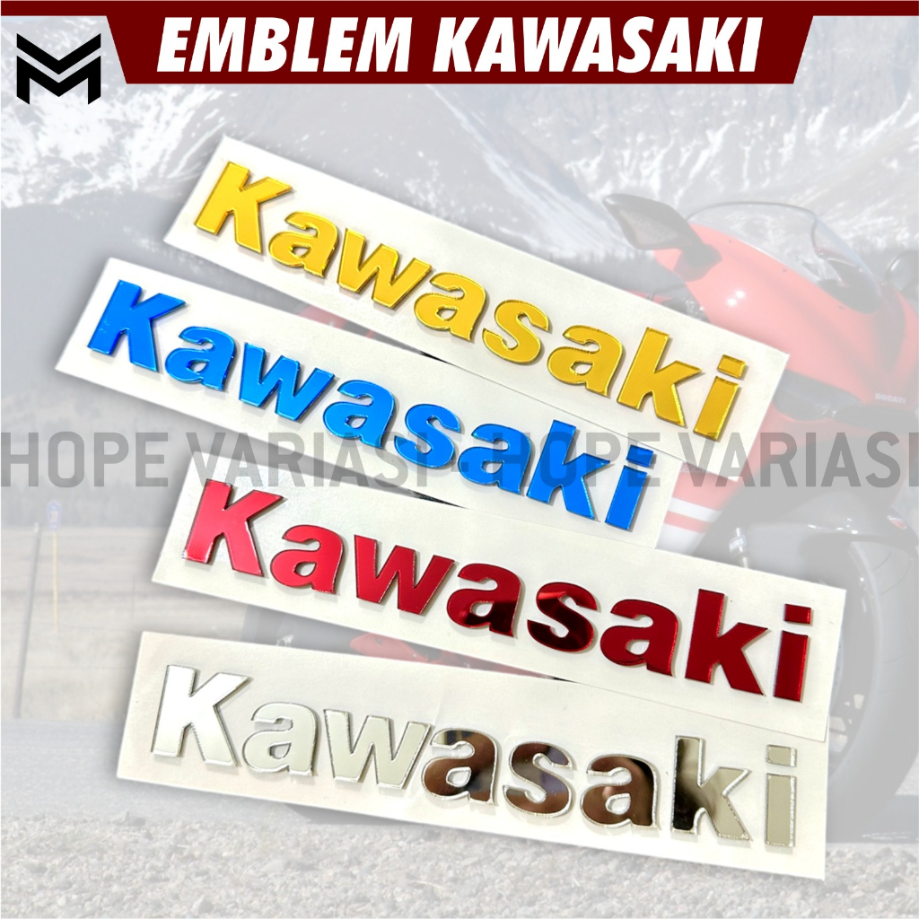 EMBLEM KAWASAKI 3D SEPASANG isi 2pcs KANAN KIRI EMBLEM STIKER MOTOR KAWASAKI  EMBLEM STICKER KACA BO