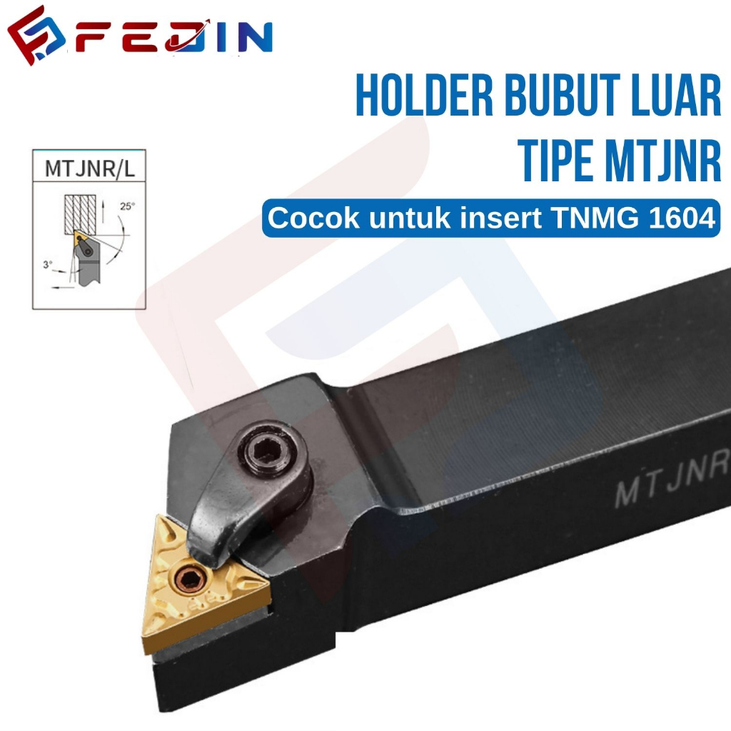 FEDIN Holder Bubut MTJNR 1616H16 2020K16 Pahat Bubut Untuk Insert TNMG