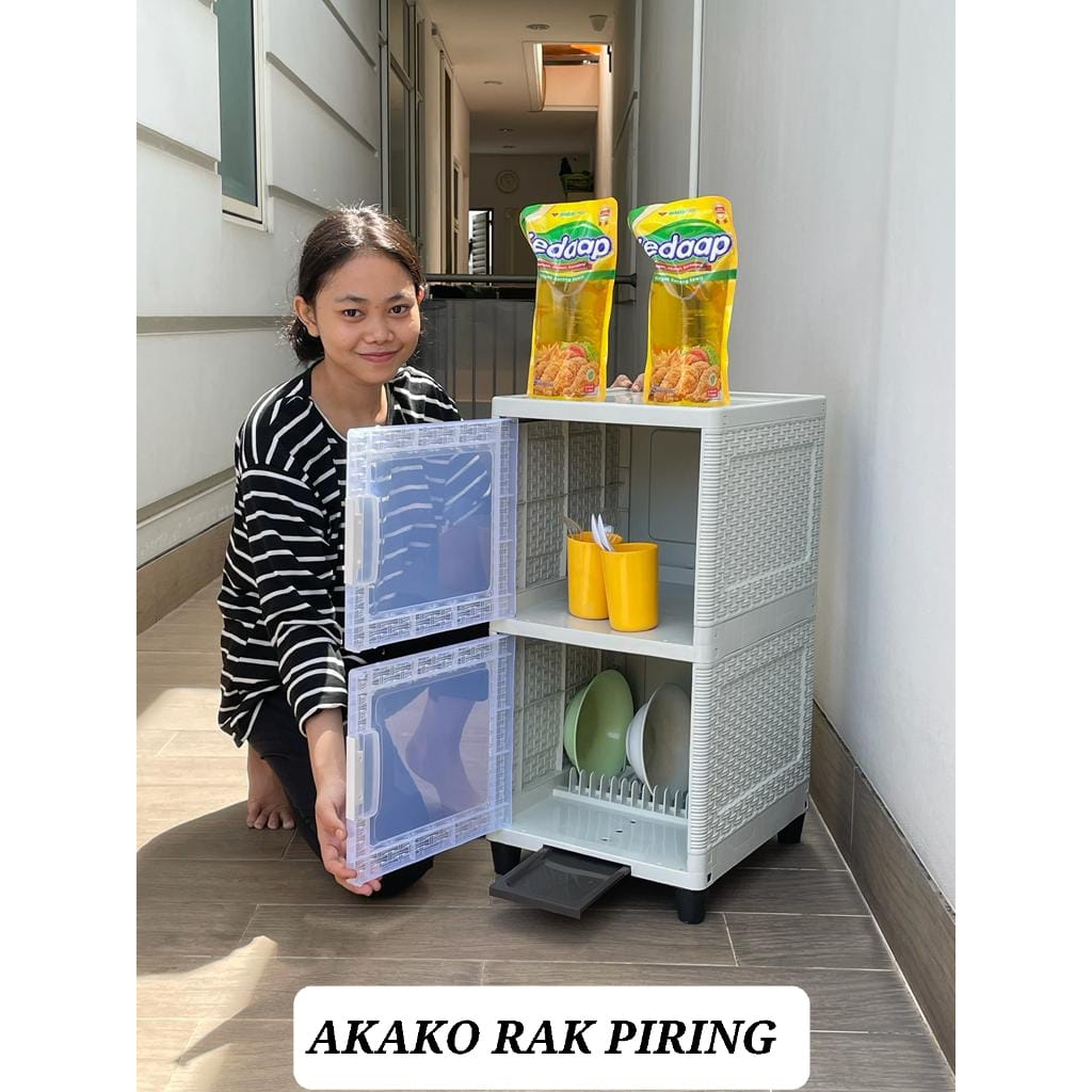 RAK / TEMPAT PIRING PLASTIK / LEMARI RAK PIRING AKAKO+NAMPAN