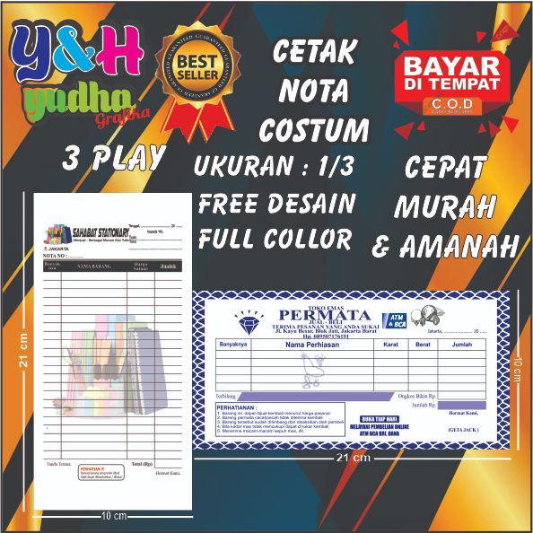 

nota costum 1/3 3 play bebas nota nama sendiri bon nota lucu nota keren y&h yudha grafika
