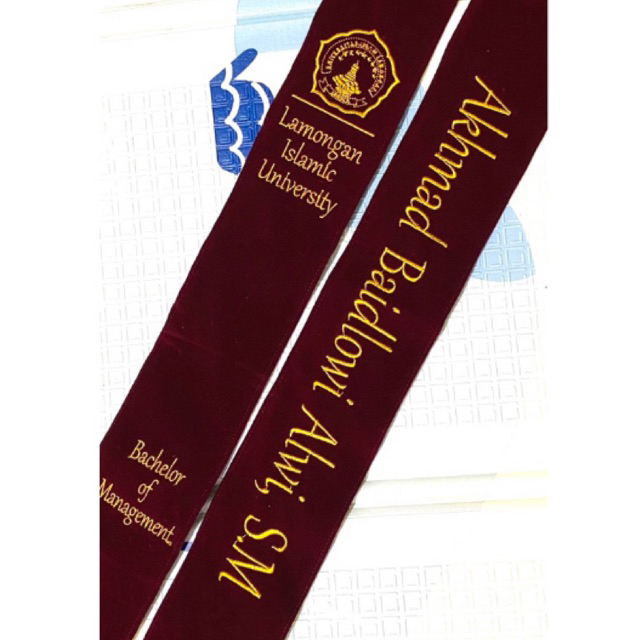 1 HARI JADI - SELEMPANG BORDIR SASH (2 LAPIS) - SELEMPANG  - SELEMPANG WISUDA