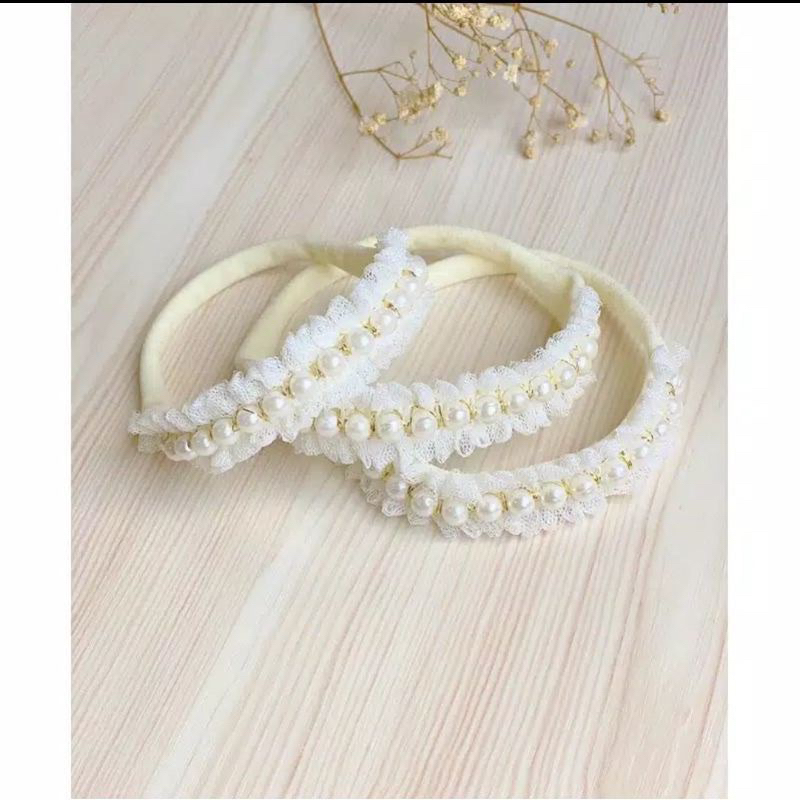 Kinder Dstore [1 Yard] Renda Mutiara Peryard - Renda Mutiara - Renda Rantai Mutiara - Renda Serut