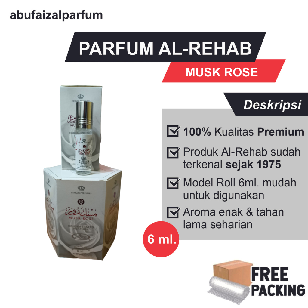 PARFUME AL REHAB 6ML AROMA MUSK ROSE 100% ORIGINAL