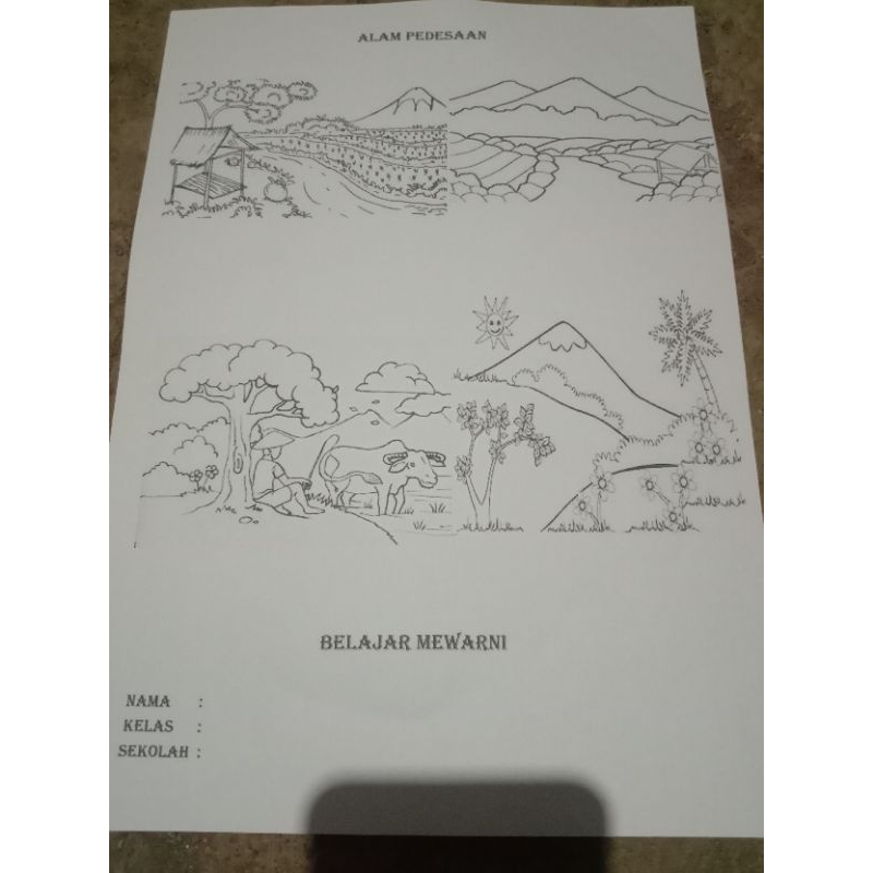 

belajar mewarnai sketsa alam untuk anak anak