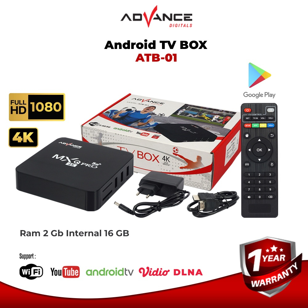 Advance ATB 01 Android Tv Box Mxq Pro 4K Support Wifi 2+16Gb TV BOX Android/ANDROID TV STIK ATS-01