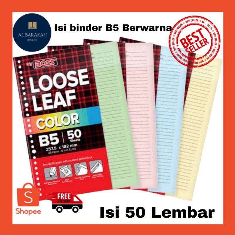 

Isi binder B5 isi 50 Lembar Warna Warni Bergaris BigBoss Loose Leaf