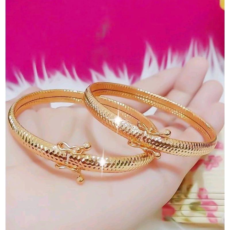 2 pcs gelang begel sisik naga emas muda kadar 17.7%free surat