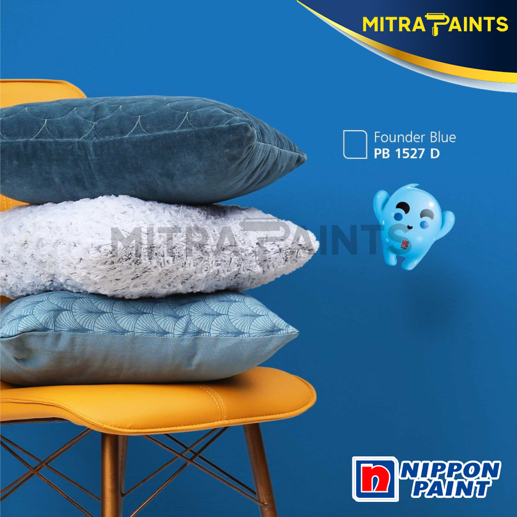 CAT TEMBOK NIPPON PAINT EKSTERIOR INTERIOR FOUNDER BLUE NP PB 1527 D / VINILEX ELASTEX SPOTLESS / BI