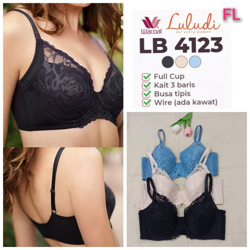 Sale Bra Luludi by Wacoal kawat busa tipis full Cup uk 34/36/38/40 cup b c. d original cut lebel