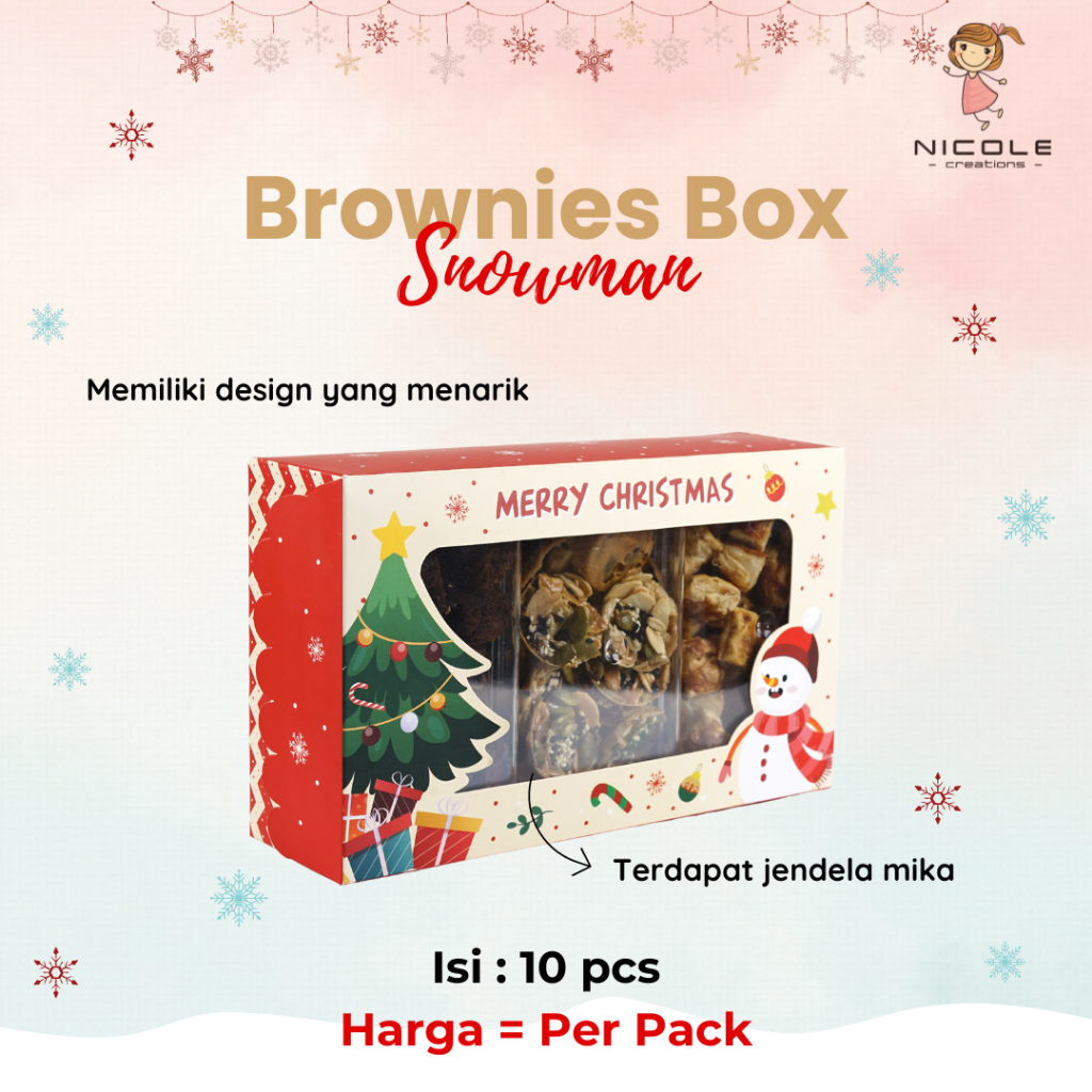 Cake Box Brownies Box Snowman / Packaging Kue / Cake Box Christmas