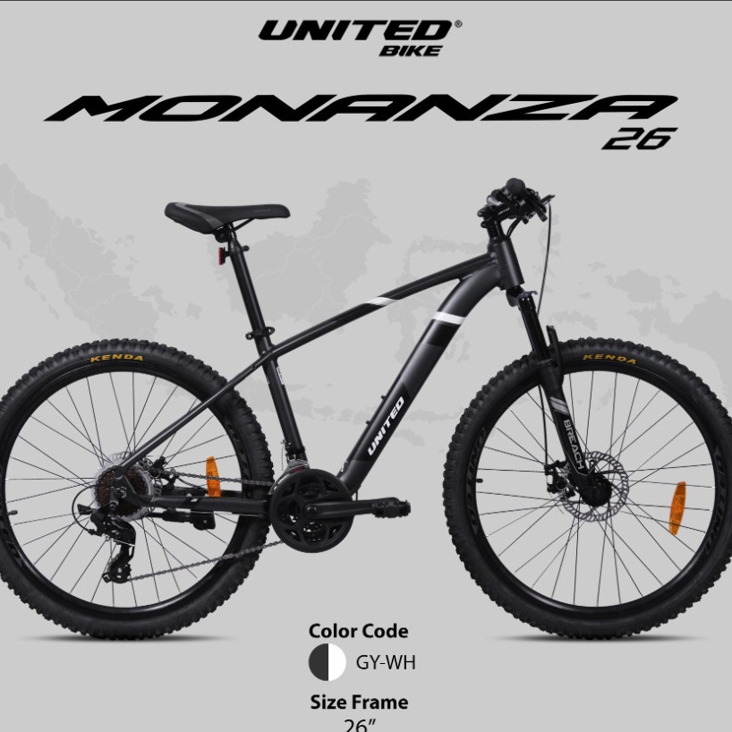 INSTAN 2 JAM SAMPAI Sepeda gunung mtb united 26 inch Monanza alloy 24 speed shimano rem cakram dewas
