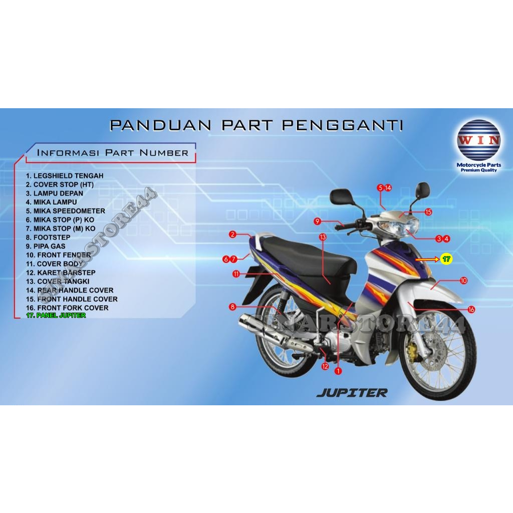 Tameng Depan Jupiter Z Lama 2003 2004 2005 | panel WIN | dasi plat nomor motor yamaha original old