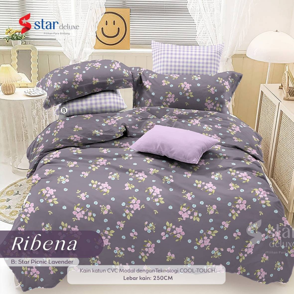 Bedcover Set Motif Ribena Bahan Katun Premium Quality bedcover sprei aesthetic motif bunga daun 160x