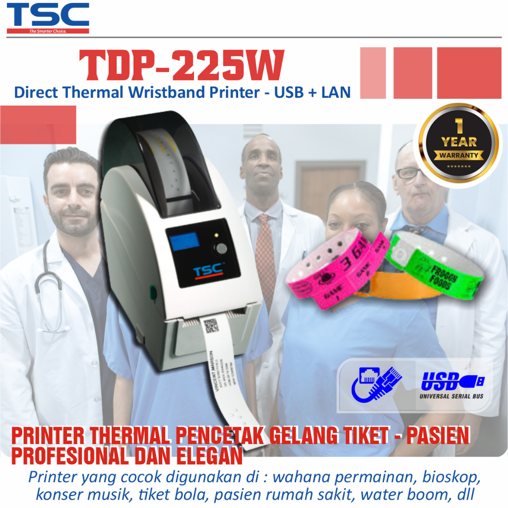 TSC TDP225W WRISTBAND THERMAL PRINTER GELANG KONSER PASIEN