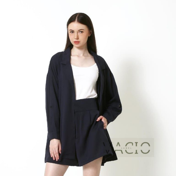 Claire - Setelan Wanita  One Set Kantor Kemeja Blazer Celana Pendek Casual Oversize Bigsize Jumbo