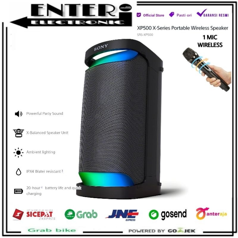 SONY SRS-XP500 SPEAKER PARTY PORTABLE KARAOKE BLUETOOTH MIC GUITAR INPUT BUILT IN BATTERY SRSXP500