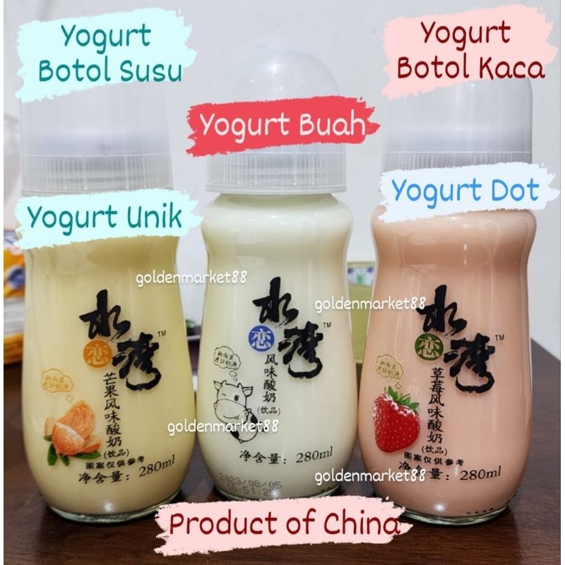 

280ML YOGURT BOTOL SUSU KACA 奶瓶酸奶 YOGHURT BUAH UNIK YOGURT DOT 水湾酸奶