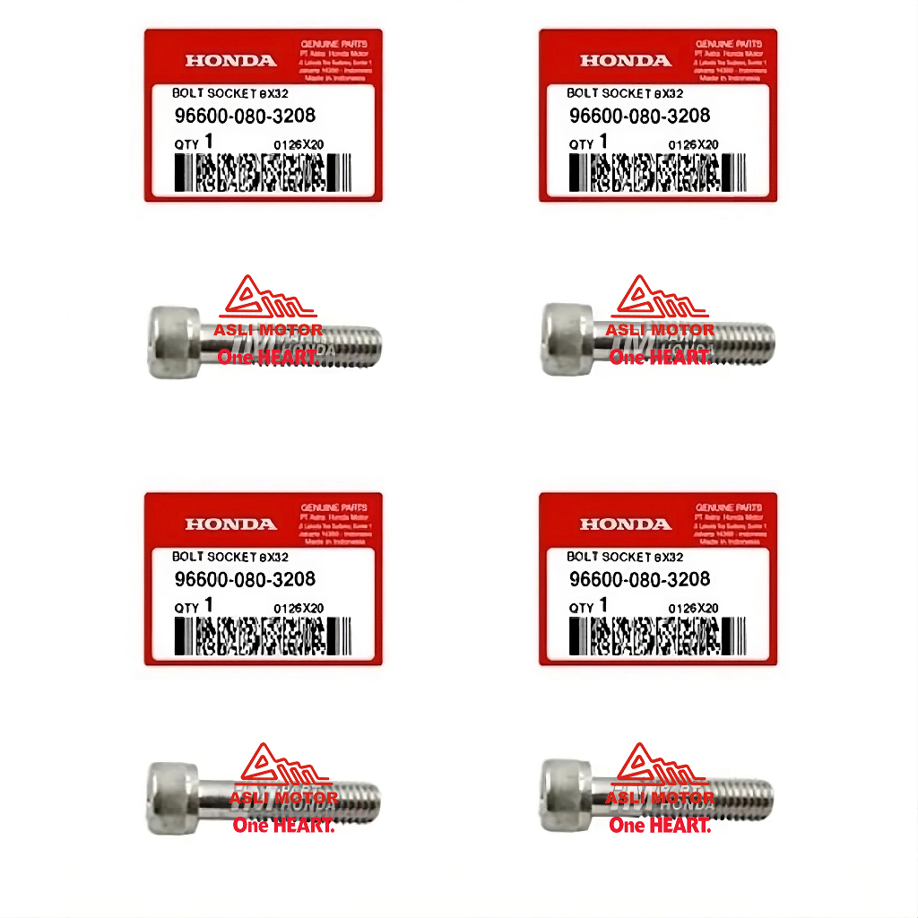 96600-080-3208 Baut L Raiser Stang Stir CB CBR 150 R LED Beat Street CRF 150 L 1 Set 4 Pcs