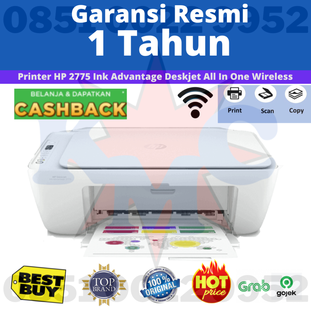 HP PRINTER DESKJET INK ADVANTAGE 2775 / 2776 PRINT SCAN COPY WIFI - PENGGANTI HP 2676