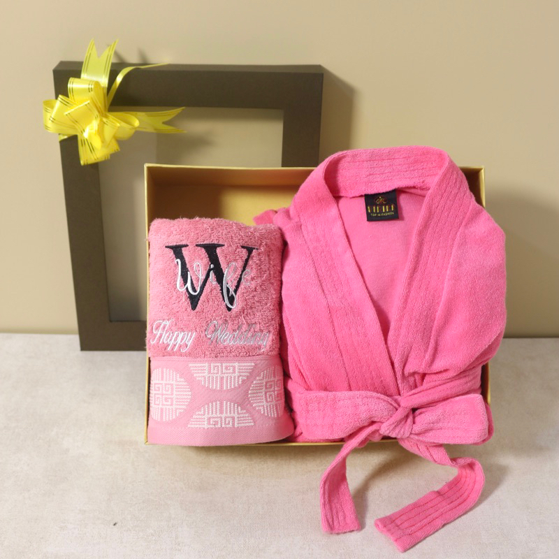 Kimono Handuk Travel Wanita Lembut Polyester Bordir Wedding Design