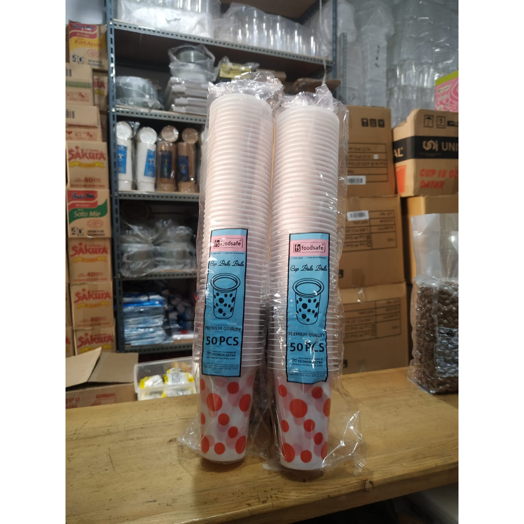 Cup Gelas Plastik Motif Bola Polkadot