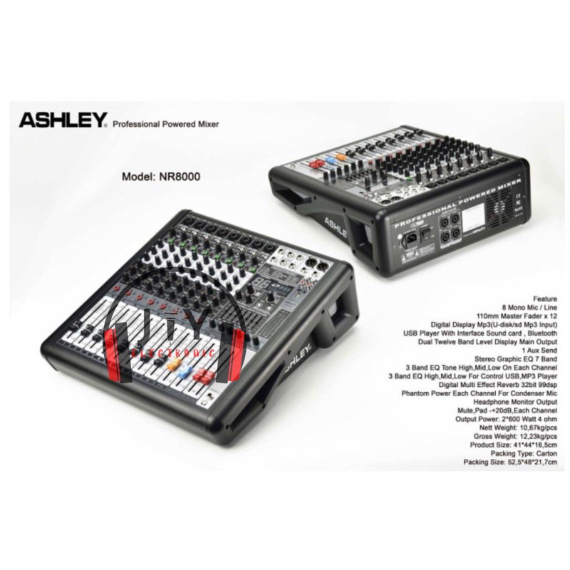 Power Mixer 8 channel Ashley NR8000 NR 8000 NR-8000 Original