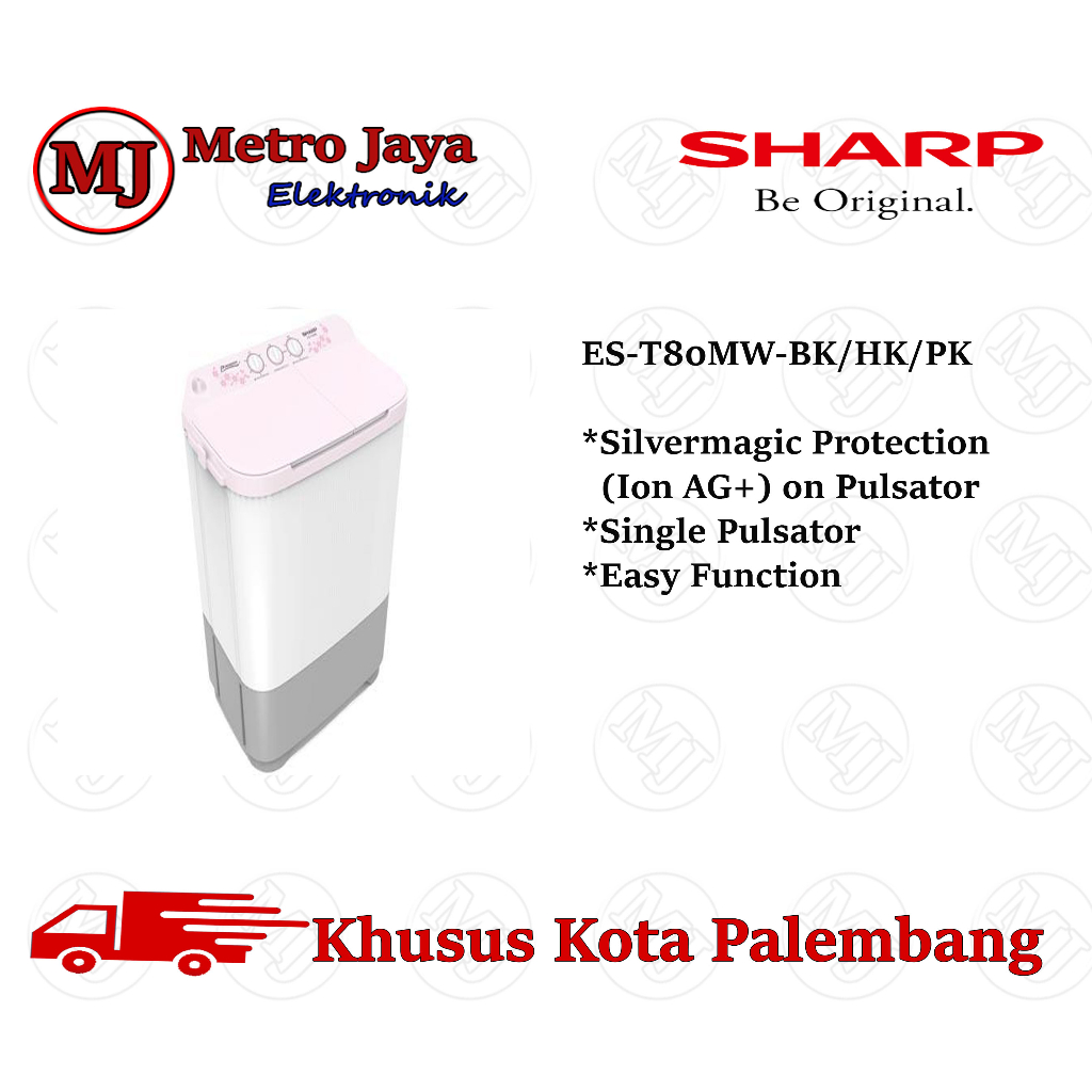 Mesin cuci 2 tabung SHARP EST-80MW Pure Magic EST 80 MW Mesin cuci Sharp 7kg