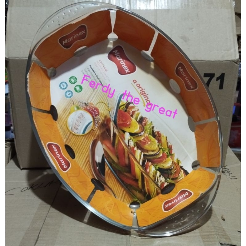 Pirex / pyrex / Marinex / Loyang kaca Oval / Tempat sayur kaca oval / prasmanan kaca / loyang kaca v