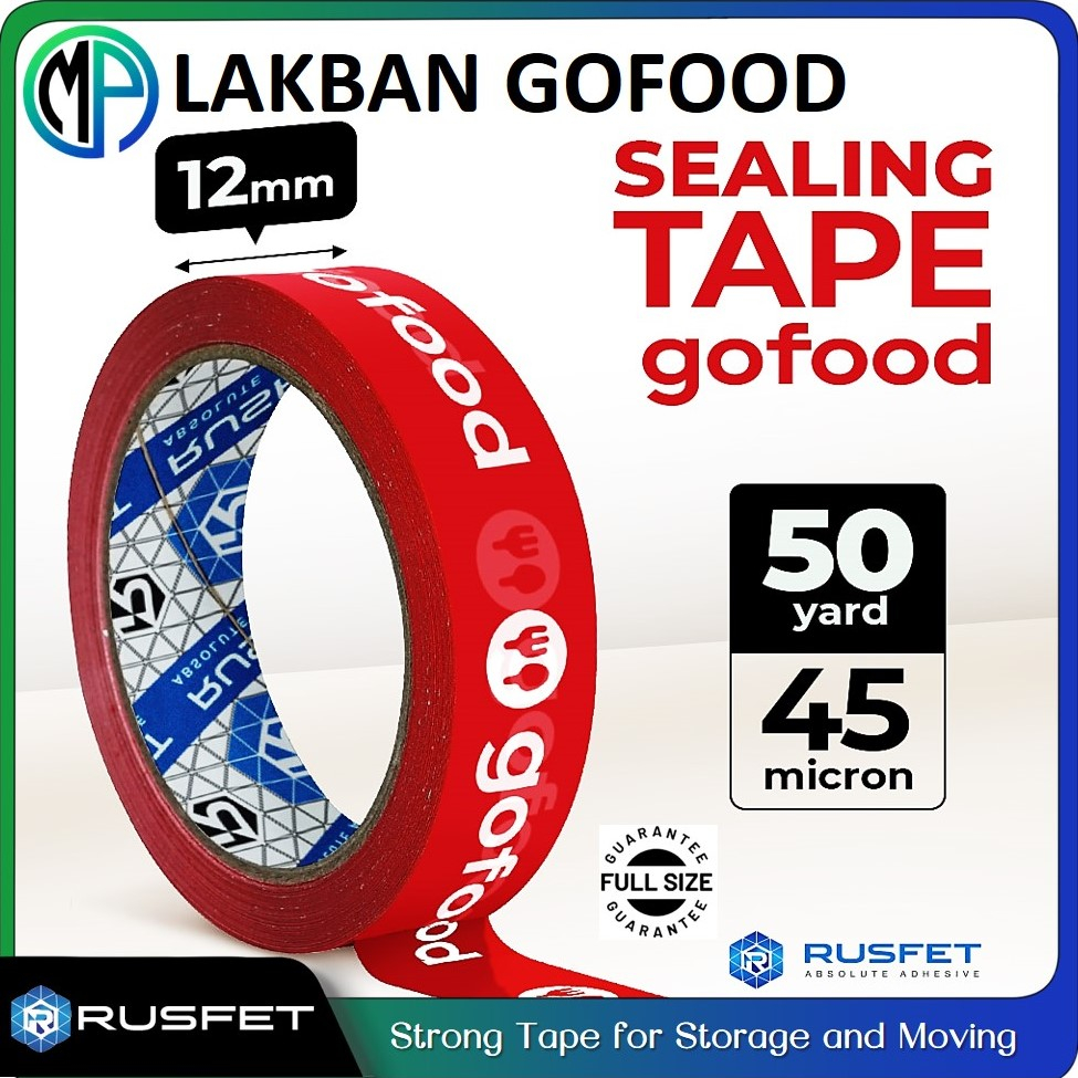 Lakban Selotip Isolatip Kecil 12mm x 50yard Printing GoFood Makanan Online Merek Cortape Harga Ecer