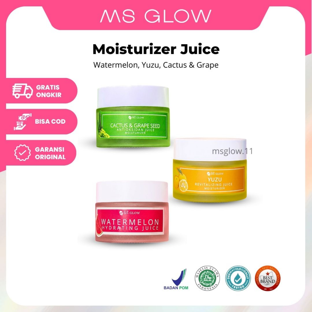 Moisturizer MS Glow Moisturizing Juice Yuzu Watermelon Cactus Official Store Original 100% BPOM
