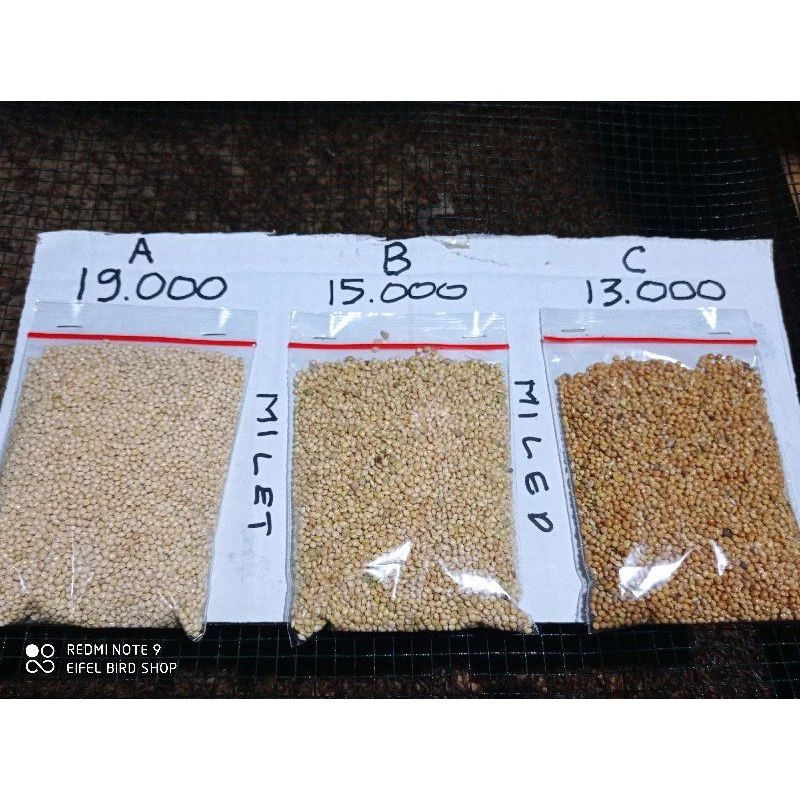 MILET 1KG miled putih kemasan 1kg /1000 gram makanan burung lovebird dan paruh bengkok lain