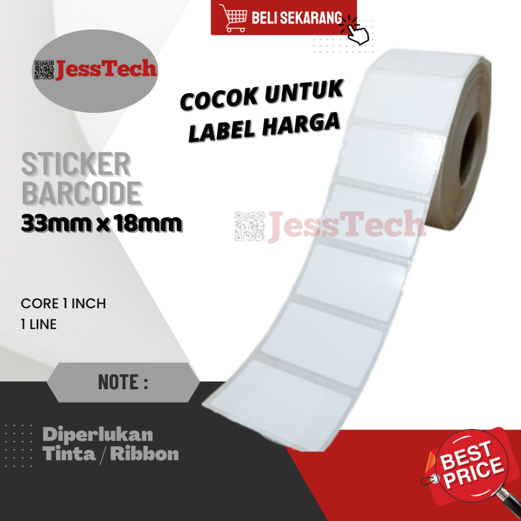 

Sticker Barcode Semicoated 33mm x 18mm 1 Line