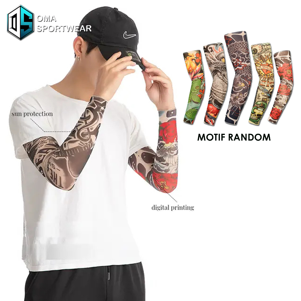 Manset Deker Lengan Tangan Motif Tato Pria