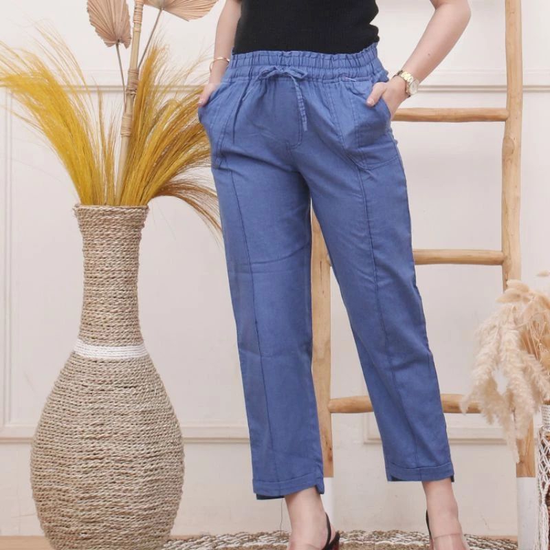 Celana Panjang Wanita Baggy Pants Levis Sof Grey Ukuran Standart Kain Semi Jeans