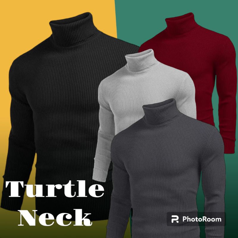 turtle neck lengan panjang kerah tinggi pria wanita kaos dalaman unisex baju manset inner