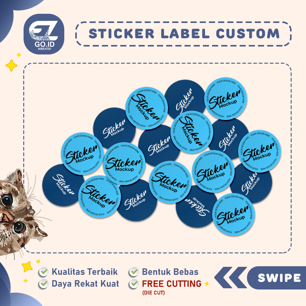 

Cetak Stiker / Sticker Label Kemasan Custom Minuman Makanan OLSHOP - Bentuk Bulat, Kotak, Persegi Panjang, Contour Cut Harga Murah Satuan Chromo