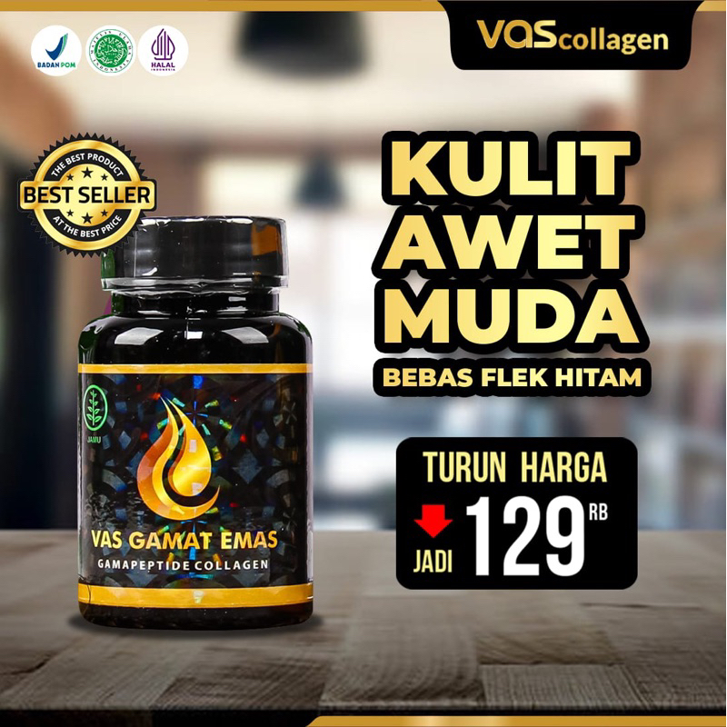 Vas Gamat Emas Collagen Pemutih Badan Ampuh Herbal Pencerah Pengencang Wajah ori bpom
