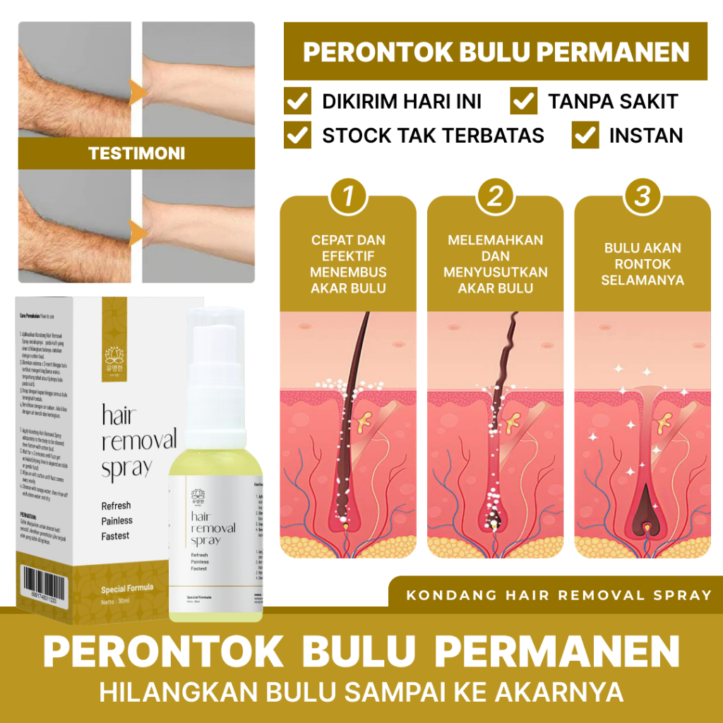 ❤️ Aphifa ❤️ Perontok Bulu Permanen Bpom Kondang Hair Removal Spray Waxing Penghilang Bulu Ketiak Ta